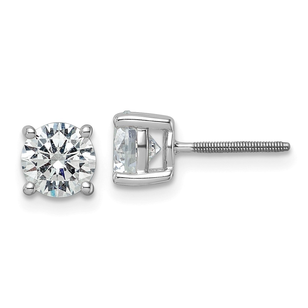 EM1006S-200-8WAA-13.jpg 18k White Gold 6 carat Certified Lab Grown Diamond VS+ F+ Round Complete Four Prong Screwback Stud Earrings - Image 1