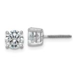 18k White Gold 3 carat Lab Grown Diamond VS+ F+ Round Complete Four Prong Screwback Stud Earrings