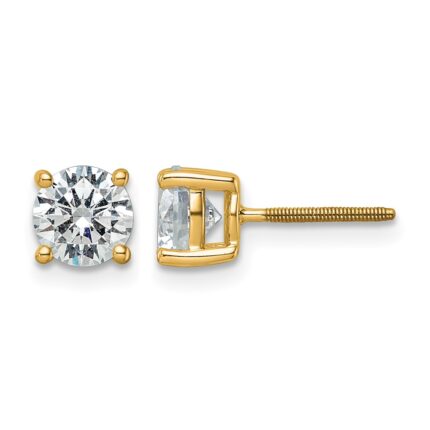 14k 4 carat Lab Grown Diamond VS+ F+ Round Complete Four Prong Screwback Heavyweight Stud Earrings