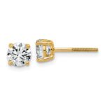 14k 1 1/2 carat Lab Grown Diamond VS+ F+ Round Complete Four Prong Lightweight Screwback Stud Earrings