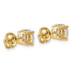 14k 2 carat Lab Grown Diamond VS/SI+ G+ Round Complete Four Prong Lightweight Screwback Stud Earrings - Image 3