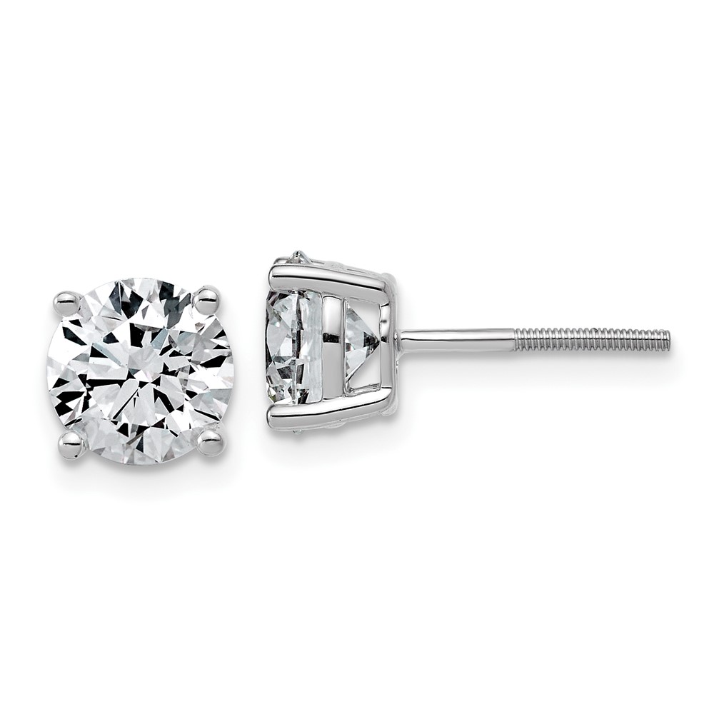 EM1006SL-300-WAA.jpg 14k White Gold 3 carat Lab Grown Diamond VS/SI+ G+ Round Complete Four Prong Lightweight Screwback Stud Earrings - Image 1