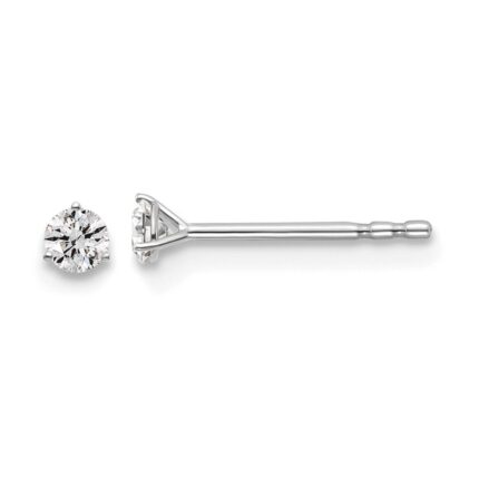 Platinum 1/10 carat Lab Grown Diamond VS+ F+ Round Complete Three Prong Stud Earrings
