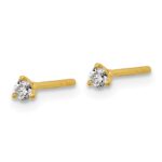 14k 1/10 carat Lab Grown Diamond VS+ F+ Round Complete Three Prong Stud Earrings - Image 2