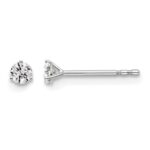 14k White Gold 1/6 carat Lab Grown Diamond VS+ F+ Round Complete Three Prong Stud Earrings