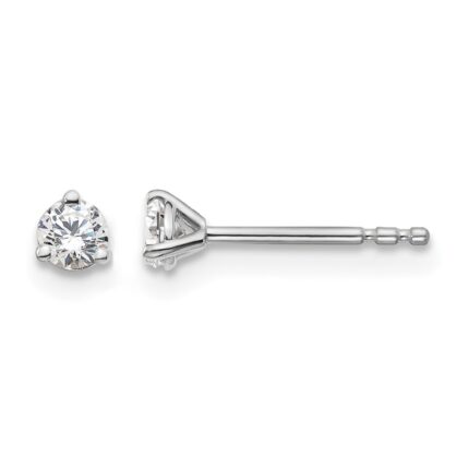 14k White Gold 1/5 carat Lab Grown Diamond VS/SI+ G+ Round Complete Three Prong Stud Earrings