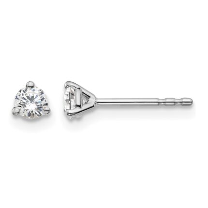 14k White Gold 1/4 carat Certified Lab Grown Diamond VS/SI+ G+ Round Complete Three Prong Stud Earrings