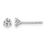 14k White Gold 3/8 carat Lab Grown Diamond VS+ F+ Round Complete Three Prong Stud Earrings