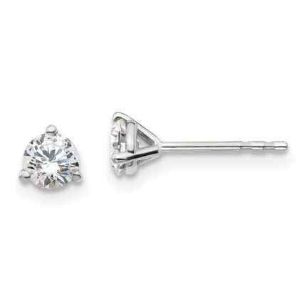 Platinum 1/2 carat Certified Lab Grown Diamond VS+ F+ Round Complete Three Prong Stud Earrings