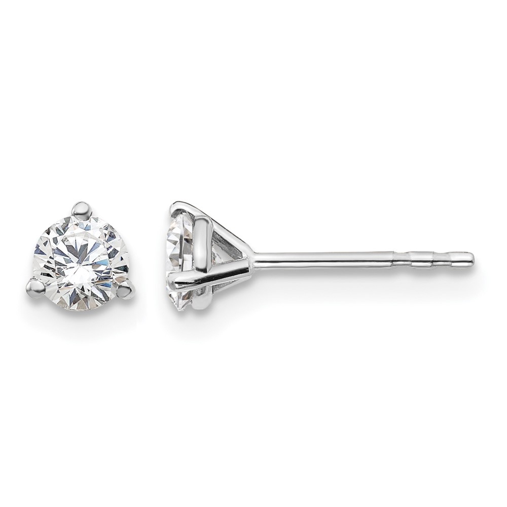 EM1007-050-WAA-6.jpg 14k White Gold 1/2 carat Lab Grown Diamond VS/SI+ G+ Round Complete Three Prong Stud Earrings - Image 1