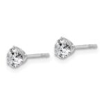 18k White Gold 3/4 carat Certified Lab Grown Diamond VS+ F+ Round Complete Three Prong Stud Earrings - Image 2