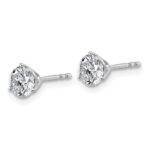 18k White Gold 1 carat Certified Lab Grown Diamond VS+ F+ Round Complete Three Prong Stud Earrings - Image 2