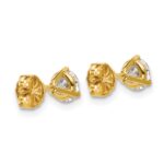 18k 1 carat Certified Lab Grown Diamond VS+ F+ Round Complete Three Prong Stud Earrings - Image 3