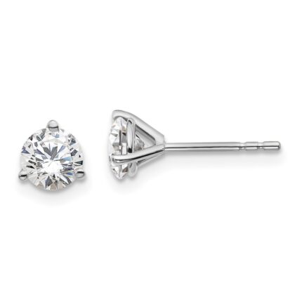 Platinum 1 carat Lab Grown Diamond VS+ F+ Round Complete Three Prong Stud Earrings