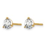 14k 1 carat Certified Lab Grown Diamond VS+ F+ Round Complete Three Prong Stud Earrings - Image 2