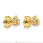 14k 1 carat Lab Grown Diamond VS+ F+ Round Complete Three Prong Stud Earrings - Image 4