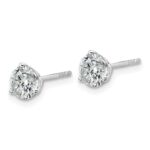 Platinum 1 1/2 carat Lab Grown Diamond VS+ F+ Round Complete Three Prong Stud Earrings - Image 2