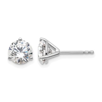 14k White Gold 1 3/4 carat Lab Grown Diamond VS/SI+ G+ Round Three Prong Complete Stud Earrings
