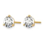 14k White Gold 1 1/2 carat Lab Grown Diamond VS/SI+ G+ Round Complete Three Prong Stud Earrings - Image 2