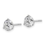 18k White Gold 2 carat Lab Grown Diamond VS+ F+ Round Complete Three Prong Stud Earrings - Image 2