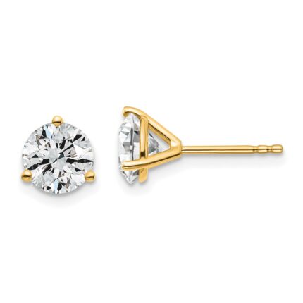 18k 2 1/2 carat Certified Lab Grown Diamond VS+ F+ Round Complete Three Prong Stud Earrings