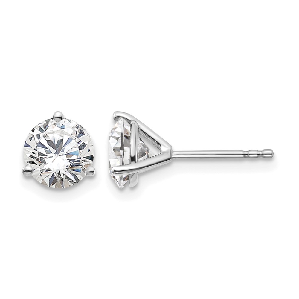 EM1007-200-WAA-1.jpg 14k White Gold 2 carat Certified Lab Grown Diamond VS/SI+ G+ Round Complete Three Prong Stud Earrings - Image 1