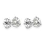 14k White Gold 2 carat Lab Grown Diamond VS+ F+ Round Complete Three Prong Stud Earrings - Image 4