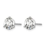 14k White Gold 3 carat Certified Lab Grown Diamond VS/SI+ G+ Round Complete Three Prong Stud Earrings - Image 2