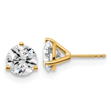 18k 4 carat Certified Lab Grown Diamond VS+ F+ Round Complete Three Prong Stud Earrings