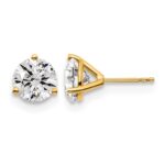 14k 4 carat Lab Grown Diamond VS+ F+ Round Complete Three Prong Stud Earrings