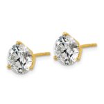 18k 5 carat Lab Grown Diamond VS+ F+ Round Complete Three Prong Stud Earrings - Image 2