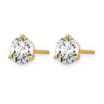 14k 5 carat Lab Grown Diamond VS+ F+ Round Complete Three Prong Stud Earrings - Image 2