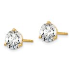 18k 6 carat Lab Grown Diamond VS+ F+ Round Complete Three Prong Stud Earrings - Image 2