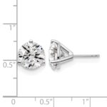 14k White Gold 6 carat Lab Grown Diamond VS+ F+ Round Complete Three Prong Stud Earrings - Image 4