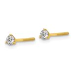 18k 1/4 carat Lab Grown Diamond VS+ F+ Round Complete Three Prong Screwback Stud Earrings - Image 2