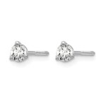 14k White Gold 1/4 carat Certified Lab Grown Diamond VS+ F+ Round Complete Three Prong Screwback Stud Earrings - Image 2