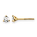 14k 1/4 carat Certified Lab Grown Diamond VS+ F+ Round Complete Three Prong Screwback Stud Earrings