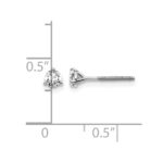 14k White Gold 1/3 carat Certified Lab Grown Diamond VS+ F+ Round Complete Three Prong Screwback Stud Earrings - Image 5