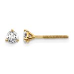 14k 1/3 carat Lab Grown Diamond VS+ F+ Round Complete Three Prong Screwback Stud Earrings