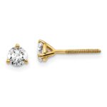 18k 1/2 carat Lab Grown Diamond VS+ F+ Round Complete Three Prong Screwback Stud Earrings