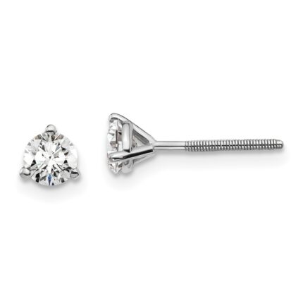 Platinum 1/2 carat Lab Grown Diamond VS+ F+ Round Complete Three Prong Screwback Stud Earrings