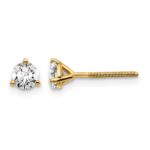 14k 1/2 carat Lab Grown Diamond VS+ F+ Round Complete Three Prong Screwback Stud Earrings