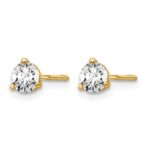 14k 1/2 carat Lab Grown Diamond VS/SI+ G+ Round Complete Three Prong Screwback Stud Earrings - Image 2
