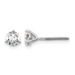 14k White Gold 5/8 carat Certified Lab Grown Diamond VS+ F+ Round Complete Three Prong Screwback Stud Earrings