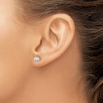 14k White Gold 5/8 carat Certified Lab Grown Diamond VS+ F+ Round Complete Three Prong Screwback Stud Earrings - Image 3