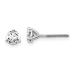 18k White Gold 3/4 carat Lab Grown Diamond VS+ F+ Round Complete Three Prong Screwback Stud Earrings