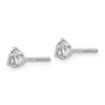 18k White Gold 3/4 carat Lab Grown Diamond VS+ F+ Round Complete Three Prong Screwback Stud Earrings - Image 2