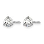 14k White Gold 3/4 carat Lab Grown Diamond VS+ F+ Round Complete Three Prong Screwback Stud Earrings - Image 2