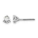 14k White Gold 3/4 carat Lab Grown Diamond VS/SI+ G+ Round Complete Three Prong Screwback Stud Earrings