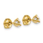 18k 1 carat Lab Grown Diamond VS+ F+ Round Complete Three Prong Screwback Stud Earrings - Image 3